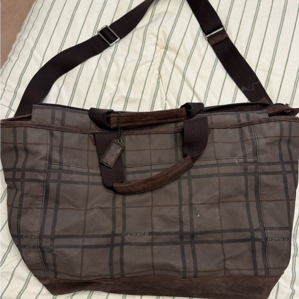 Coach Plaid Tote Bag - Brown and Black